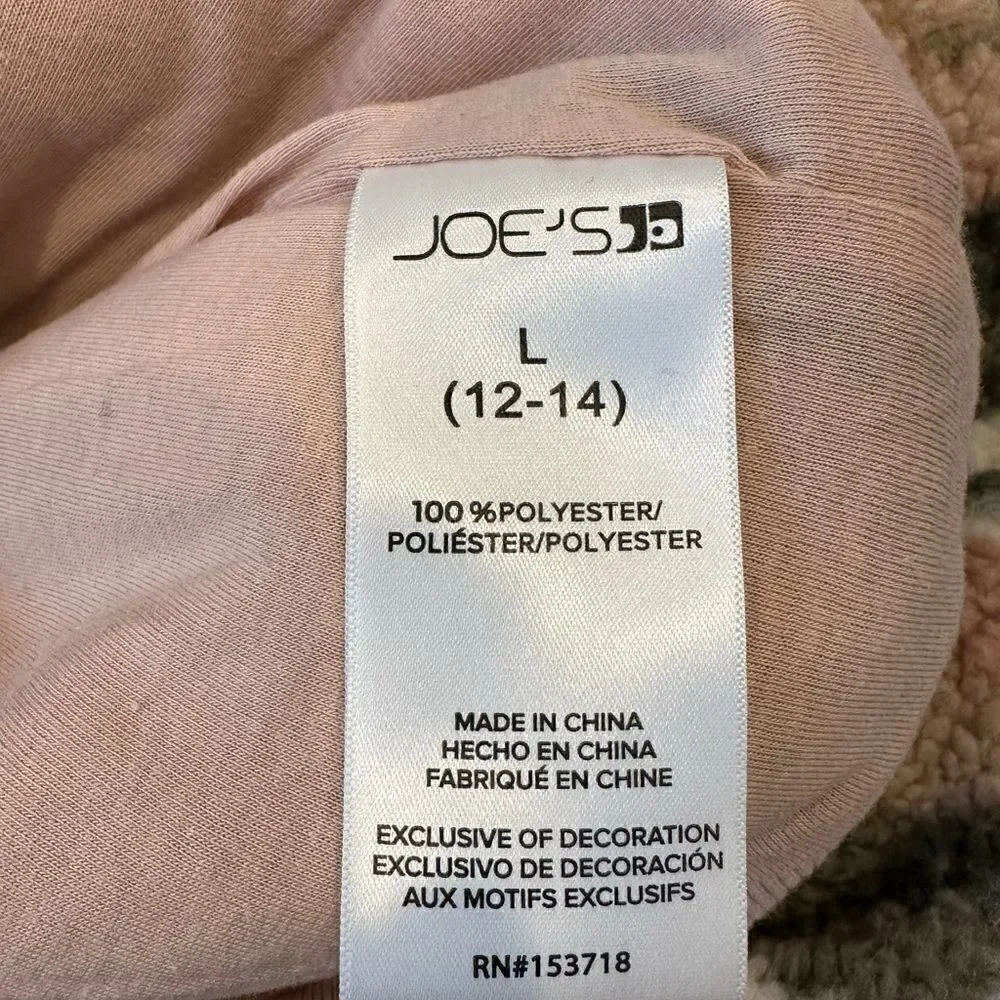 JOE'S JEANS girls pullover Sherpa in Pink/Green Camo Print, Size Large 12-14 NWT